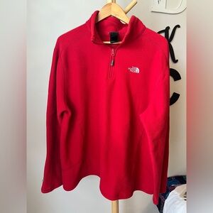 The North Face Men’s 1/4 Zip Pullover Sweatshirt Red Fleece Size XL